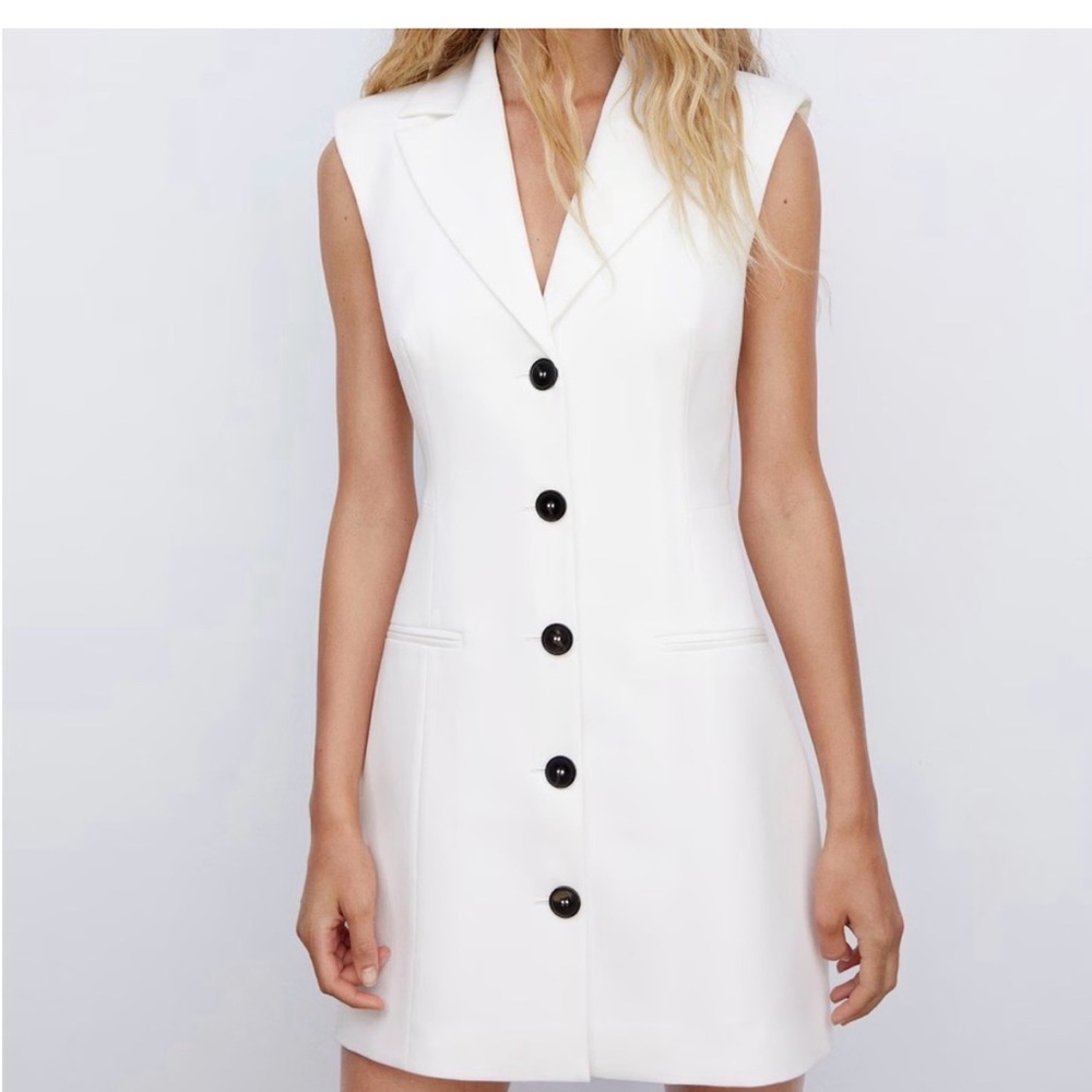 Mango white Sleeveless Blazer Dress